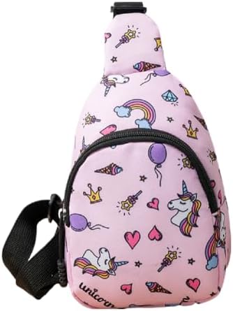 Kids Toddler Cute Cartoon Unicorn Dinosaur Sling Bag Small Crossbody Shoulder Bag Chest Bag for Boys Girls Sport Travelling Hiking