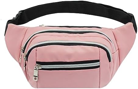 FuninCrea Sports Bumbag, Oxford Cloth Fanny Pack Waist Bag with Multi Pocket, Large Capacity Waist Fanny Pack with Adjustable Shoulder Strap for Sporting, Travelling, Hiking,Camping (pink)