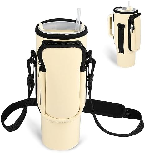 CEELGON Water Bottle Carrier Bag for Stanley 40oz Tumbler with Handle, Water Bottle Holder with Adjustable Shoulder Strap, Sports Water Cup Accessories for Travelling Hiking Camping