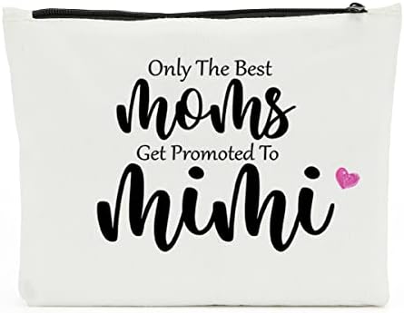 Presents for Mimi, Only The Best Moms Get Promoted To Mimi, Mothers Day Gifts for Her Girls Friends, Wife Aunt, Appreciation Gifts for Coworkers Bag with Zipper for Purse Make Up Bag for Travelling