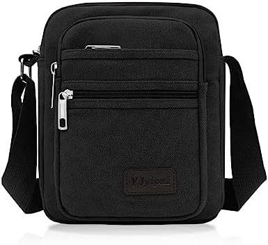 FuninCrea Crossbody Bag, Canvas Shoulder Bag Messenger Bags for Men, Multi Pocket Crossbody Phone Bag for Travelling, Hiking