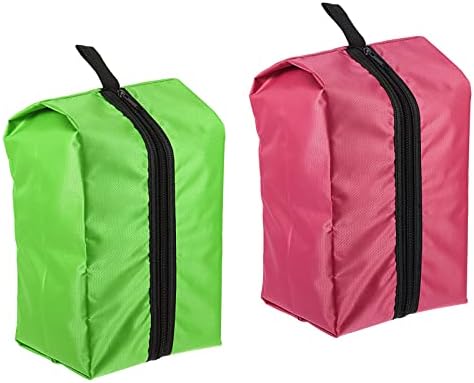 PATIKIL Shoe Bags for Travel, 2 Pack Waterproof Shoe Storage Organizer Bags Set with Zipper for Travelling Outdoor, Green/Pink