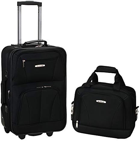 Rockland Fashion Softside Upright Luggage Set, Expandable, Black, 2-Piece (14/19)