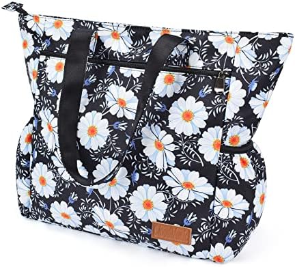 CLOUDMUSIC Shoulder Tote Bag For Women Fashion Multi-functional Bag Daily Shopping Travelling Sports Fitting Hiking(White Daisy Flowers)