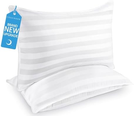 COZSINOOR Queen Size Bed Pillows for Sleeping: Hotel Quality, Set of 2 – Down Alternative Cooling Microfiber Filled for Back, Stomach, Side Sleepers, Breathable, and Skin-Friendly