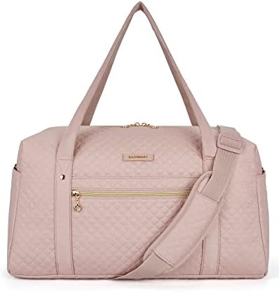 BAGSMART Travel Duffle Bag 31L Quilted Weekender Overnight Bag for Women with Laptop Compartment, Large Carry On Airport Bag with Wet Pocket & Shoe Bag for Business Trips, Sports (Pink)