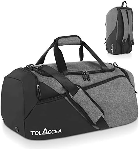 Tolaccea Gym Bag for Men Women, 47L Large Sport Duffel Bag with Shoe Compartment Wet Compartment, Travel Duffel Bag Backpack, Weekend Bag Carry On Backpack for Gym, Travel, Fitness, Training, Workout