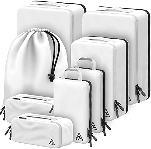 8-Piece Deluxe Compression Packing Cubes Travel – Maximize Space In Luggage With Double Capacity Design, Luxury Compressible Packing Cubes For Travel, Large, Small, & Medium Set