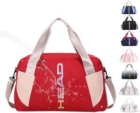 HEAD Waterproof Crossbody Travel Duffel Bag with Wet Pocket,Large Capacity Tennis Sports Gym Bag for Women/Men,Lightweight Shoulder Tote Bags for Weekender Overnight (Red)