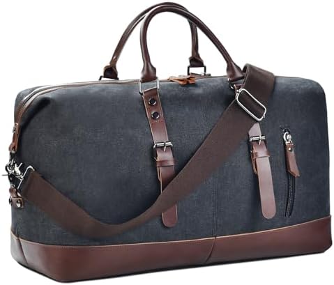 Felipe Varela Premium Canvas & Leather Duffle Bag for Men Versatile Weekender Bag for Travel & Daily Use, Large Capacity & Durable