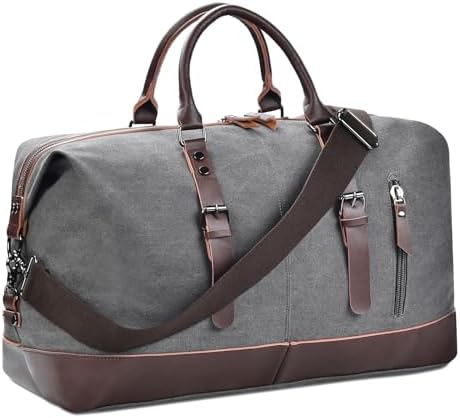 Felipe Varela Premium Canvas & Leather Duffle Bag for Men Versatile Weekender Bag for Travel & Daily Use, Large Capacity & Durable