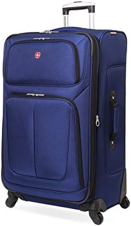 SwissGear Sion Softside Expandable Roller Luggage, Blue, Checked-Large 29-Inch