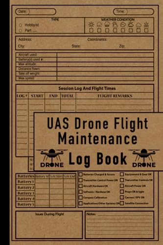 UAS Drone Flight & Maintenance Logbook: A Comprehensive Guide & Post-Flight Checklists, Drone Pilot’s Tracker for Safe and Efficient Flights, Gifts For Drone Lovers