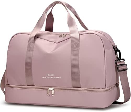 Women Weekender Bags Large Travel Tote Cute Carry on Overnight Duffle Waterproof Gym Duffel Bag with Shoe Compartment Mommy Hospital Pink