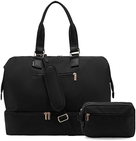 Weekender Bag for Women, Large Travel Duffel Bag with Shoe Compartment, Carry On Overnight Tote Bag with Toiletry Bag