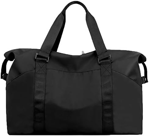 Forestfish Duffel Bags Traveling With Trolley Sleeve, Gym Bag Weekender Bags For Women, Black