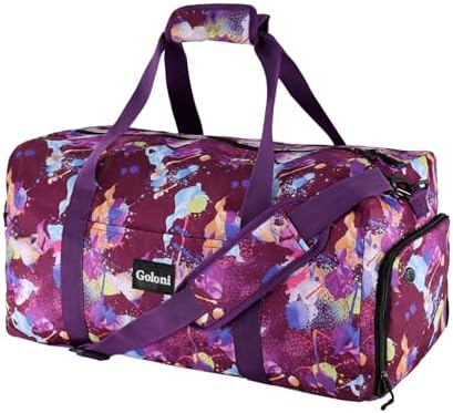 Travel Duffel Bag, Weekender Bag for Women with Shoes Compartment & Wet Pocket, Carry On Overnight Bag, Hospital Bags for Labor and Delivery (Purple Ice Cream)