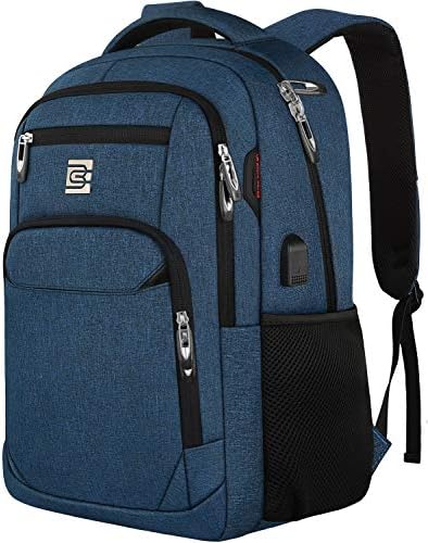 Laptop Backpack,Business Travel Anti Theft Slim Durable Laptops Backpack with USB Charging Port,Water Resistant College Computer Bag for Women & Men Fits 15.6 Inch Laptop and Notebook – Blue