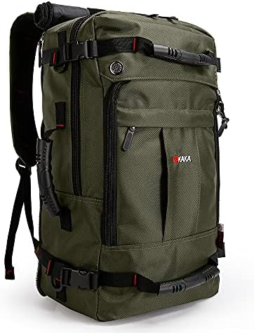 KAKA Travel Backpack,Carry-On Bag Water Resistant Flight Approved Weekender duffle backpack Rucksack Daypack for Men Women (Green upgrade)